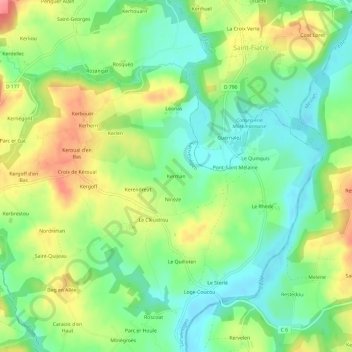 Mappa topografica Kerman, altitudine, rilievo