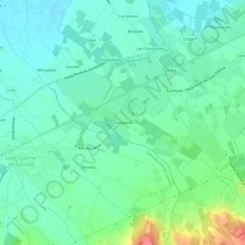 Mappa topografica Longueval, altitudine, rilievo