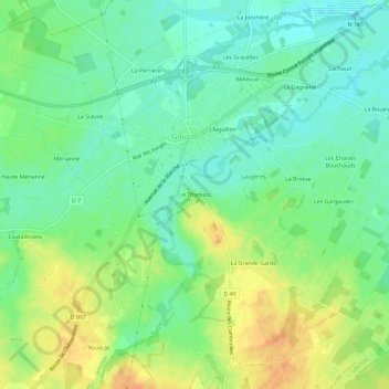 Mappa topografica Le Thureau, altitudine, rilievo