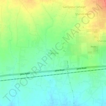 Mappa topografica Shendra, altitudine, rilievo