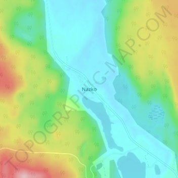 Mappa topografica Nazko, altitudine, rilievo