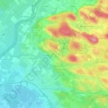 Mappa topografica Berg, altitudine, rilievo