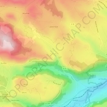 Mappa topografica Farges, altitudine, rilievo