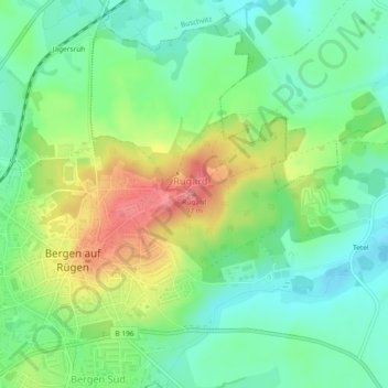 Mappa topografica Rugard, altitudine, rilievo