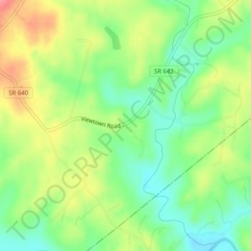 Mappa topografica Viewtown, altitudine, rilievo