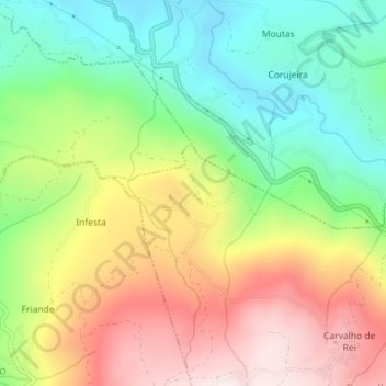 Mappa topografica Senhora do Castelo, altitudine, rilievo