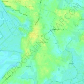 Mappa topografica Le Moulin Bouteline, altitudine, rilievo