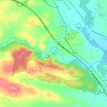 Mappa topografica Cuevas, altitudine, rilievo