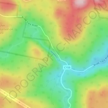 Mappa topografica Dasher Falls, altitudine, rilievo