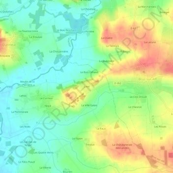 Mappa topografica Linel, altitudine, rilievo