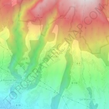 Mappa topografica Lambert les Hauts, altitudine, rilievo