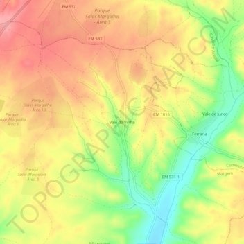 Mappa topografica Vale da Vinha, altitudine, rilievo