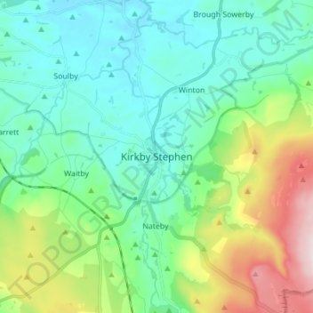 Mappa topografica Kirkby Stephen, altitudine, rilievo