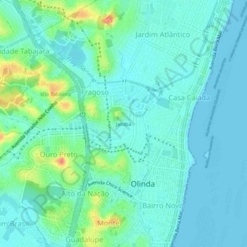 Mappa topografica Jatobá, altitudine, rilievo