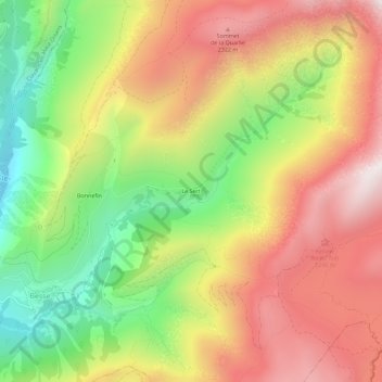 Mappa topografica Le Sert, altitudine, rilievo