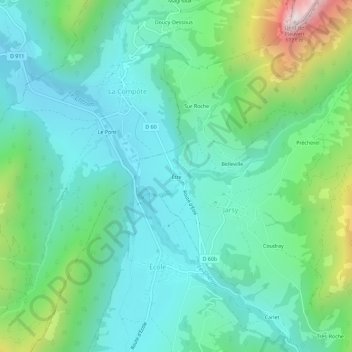 Mappa topografica Être, altitudine, rilievo