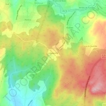 Mappa topografica Lobagueira, altitudine, rilievo