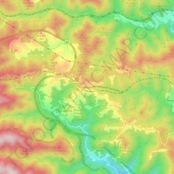 Mappa topografica Cadibona, altitudine, rilievo