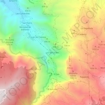 Mappa topografica Los Berrazales, altitudine, rilievo