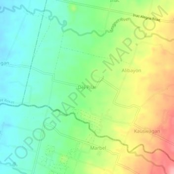 Mappa topografica Del Pilar, altitudine, rilievo
