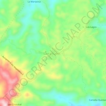 Mappa topografica Santa Isabel, altitudine, rilievo
