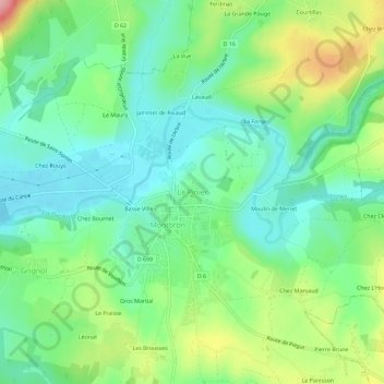 Mappa topografica Le Pinier, altitudine, rilievo
