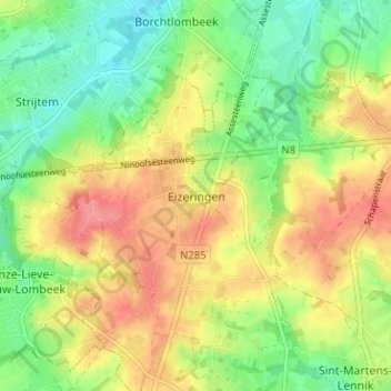 Mappa topografica Eizeringen, altitudine, rilievo