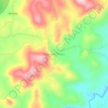Mappa topografica Valavanthinadu, altitudine, rilievo