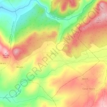 Mappa topografica Antas, altitudine, rilievo