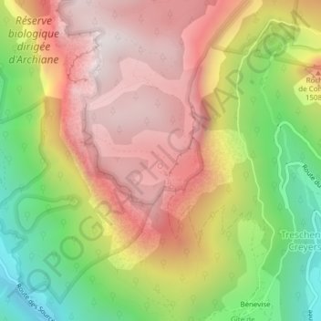 Mappa topografica Tussac, altitudine, rilievo