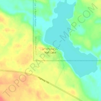 Mappa topografica Hall Lake, altitudine, rilievo