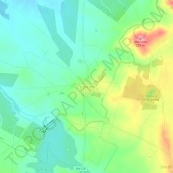 Mappa topografica Trigaches, altitudine, rilievo