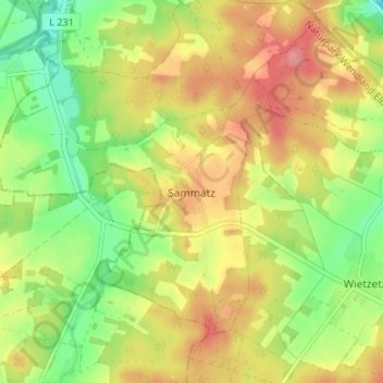 Mappa topografica Sammatz, altitudine, rilievo