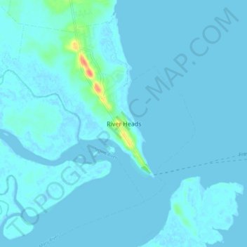 Mappa topografica River Heads, altitudine, rilievo