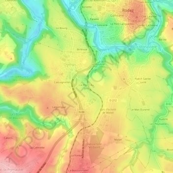 Mappa topografica Le Point du Jour, altitudine, rilievo