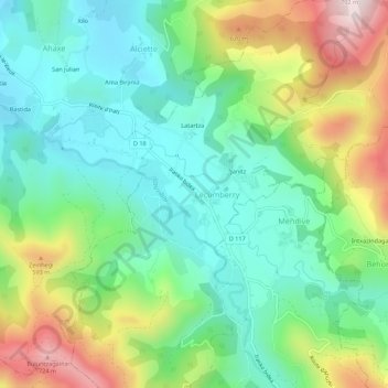 Mappa topografica Bastida, altitudine, rilievo