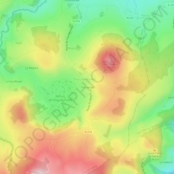 Mappa topografica Tire Longe, altitudine, rilievo