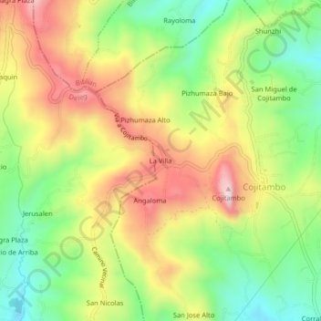 Mappa topografica La Villa, altitudine, rilievo