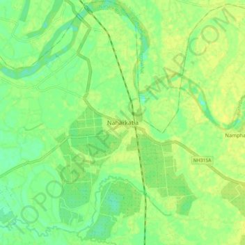 Mappa topografica Naharkatia, altitudine, rilievo