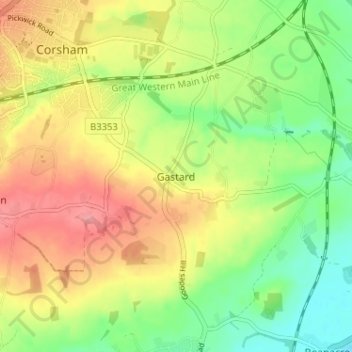 Mappa topografica Gastard, altitudine, rilievo