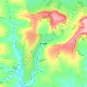 Mappa topografica Plush, altitudine, rilievo