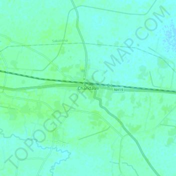 Mappa topografica Chandauli, altitudine, rilievo