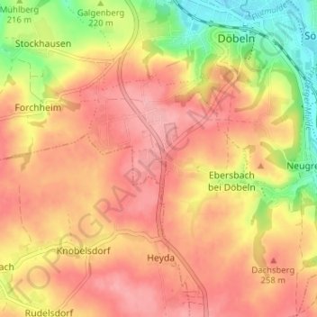 Mappa topografica Neudorf, altitudine, rilievo