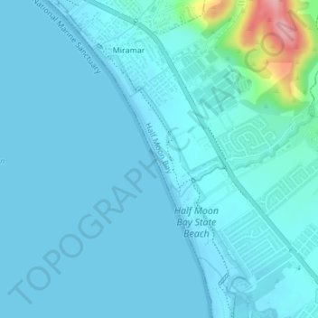 Mappa topografica Dunes Beach, altitudine, rilievo