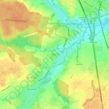 Mappa topografica Le Faugouret, altitudine, rilievo