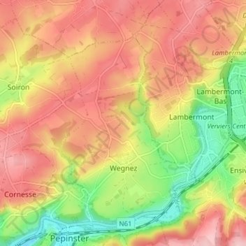 Mappa topografica Val du Fiérain, altitudine, rilievo