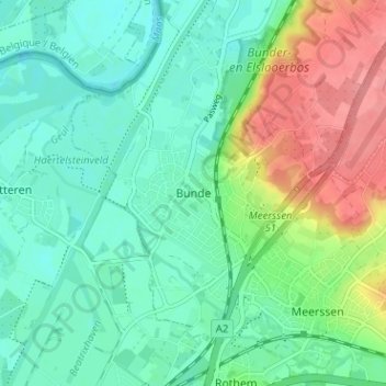Mappa topografica Bunde, altitudine, rilievo