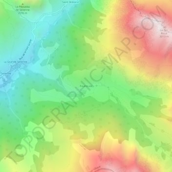 Mappa topografica Fouillouse, altitudine, rilievo