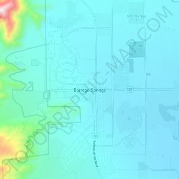 Mappa topografica Borrego Springs, altitudine, rilievo