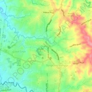 Mappa topografica Gumaok, altitudine, rilievo